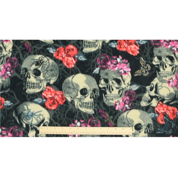 Handmade Skull Rose Spider Goth Print Anti-Pill Fleece Scarf Black Red Purple - Picture 10 of 10